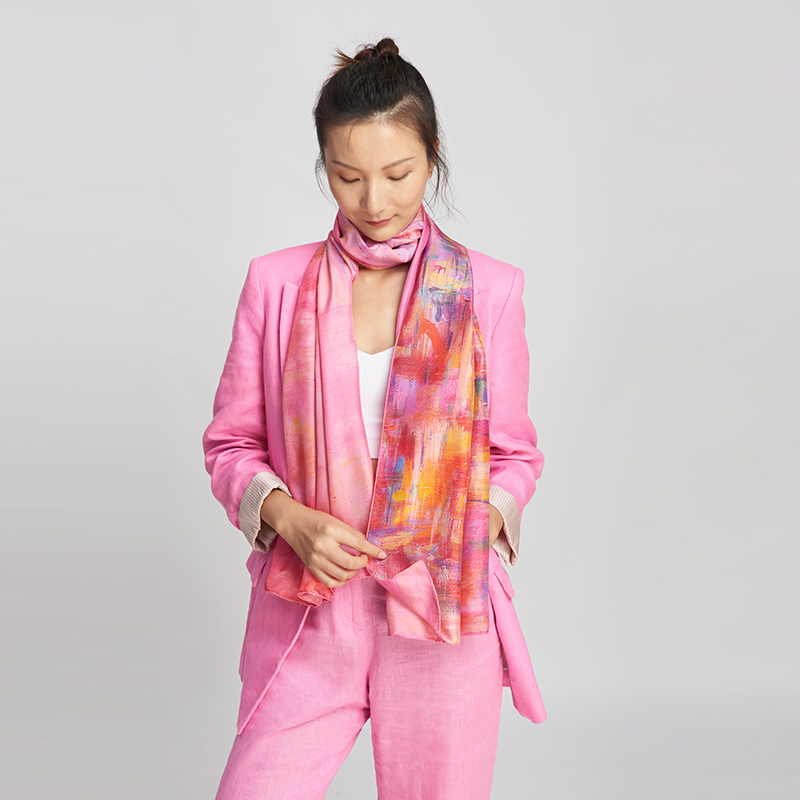新上海滩 真丝双面印花披肩