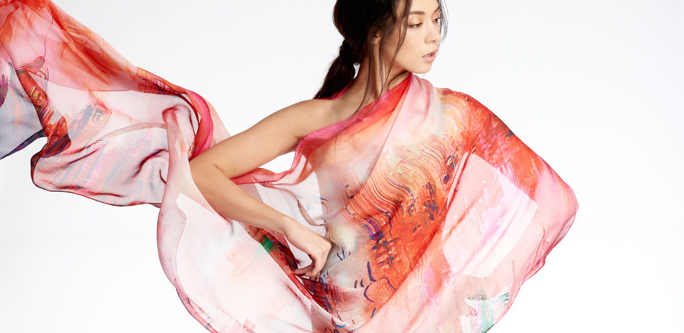 摩登上海真丝薯莨纱披肩